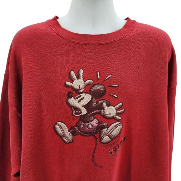 Vintage The Disney Store Adult XXL Sweatshirt Mickey Mouse 1928 Red Graphic - Picture 2 of 14
